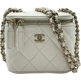 シャネル CHANEL クラシックスモールバニティケース AP1340 ホワイト ゴールド金具 キャビアスキン レディース ショルダーバッグ