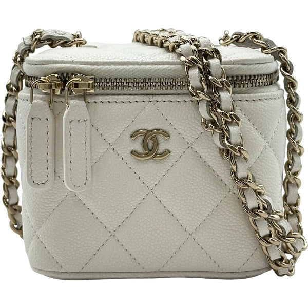 シャネルCHANELバニティバックキャビアスキン　レア白【ハワイ直営店購入】 シャネル CHANEL クラシックスモールバニティケース AP1340 ホワイト
