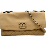 シャネル CHANEL ココマークフラップチェーンショルダー A07095 20番台 ベージュ シルバー金具 ラムスキン レディース ショルダーバッグ