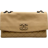 シャネル CHANEL ココマークフラップチェーンショルダー A07095 20番台 ベージュ シルバー金具 ラムスキン レディース ショルダーバッグ