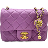 シャネル CHANEL ミニマトラッセ ボールチェーンショルダー AS1786 パープル ゴールド金具 ラムスキン レディース ショルダーバッグ