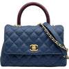 シャネル CHANEL ココハンドル XS A92990 24番台 ブルー ゴールド金具 キャビアスキン/リザード レディース ショルダーバッグ