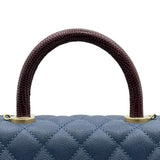 シャネル CHANEL ココハンドル XS A92990 24番台 ブルー ゴールド金具 キャビアスキン/リザード レディース ショルダーバッグ