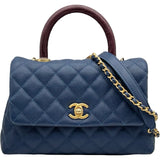 シャネル CHANEL ココハンドル XS A92990 24番台 ブルー ゴールド金具 キャビアスキン/リザード レディース ショルダーバッグ