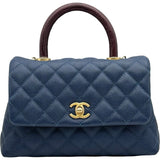 シャネル CHANEL ココハンドル XS A92990 24番台 ブルー ゴールド金具 キャビアスキン/リザード レディース ショルダーバッグ