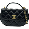 シャネル CHANEL マトラッセ トップハンドルハーフムーンフォンショルダー AP3367 ブラック ゴールド金具 カーフスキン レディース ショルダーバッグ