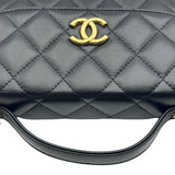 シャネル CHANEL マトラッセ トップハンドルハーフムーンフォンショルダー AP3367 ブラック ゴールド金具 カーフスキン レディース ショルダーバッグ