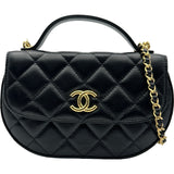 シャネル CHANEL マトラッセ トップハンドルハーフムーンフォンショルダー AP3367 ブラック ゴールド金具 カーフスキン レディース ショルダーバッグ