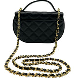 シャネル CHANEL マトラッセ トップハンドルハーフムーンフォンショルダー AP3367 ブラック ゴールド金具 カーフスキン レディース ショルダーバッグ