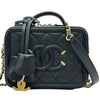 シャネル CHANEL CCフィリグリー スモールバニティチェーンショルダーバッグ A93342 25番台 ブラック ゴールド金具 キャビアスキン レディース ショルダーバッグ