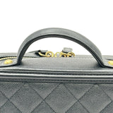 シャネル CHANEL CCフィリグリー スモールバニティチェーンショルダーバッグ A93342 25番台 ブラック ゴールド金具 キャビアスキン レディース ショルダーバッグ