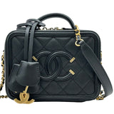 シャネル CHANEL CCフィリグリー スモールバニティチェーンショルダーバッグ A93342 25番台 ブラック ゴールド金具 キャビアスキン レディース ショルダーバッグ