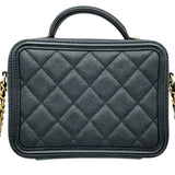 シャネル CHANEL CCフィリグリー スモールバニティチェーンショルダーバッグ A93342 25番台 ブラック ゴールド金具 キャビアスキン レディース ショルダーバッグ