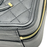 シャネル CHANEL CCフィリグリー スモールバニティチェーンショルダーバッグ A93342 25番台 ブラック ゴールド金具 キャビアスキン レディース ショルダーバッグ