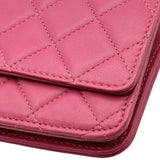 シャネル CHANEL マトラッセ チェーンウォレット A33814 18番台 ピンク ラムスキン レディース ショルダーバッグ