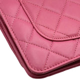 シャネル CHANEL マトラッセ チェーンウォレット A33814 18番台 ピンク ラムスキン レディース ショルダーバッグ