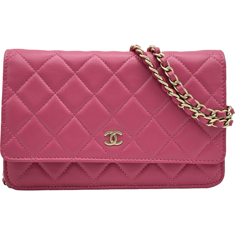 シャネル CHANEL マトラッセ チェーンウォレット A33814 18番台 ピンク