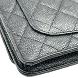 シャネル CHANEL マトラッセ チェーンウォレット AP0250 ブラック シルバー金具 キャビアスキン レディース ショルダーバッグ