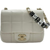 シャネル CHANEL チョコバーミニフラップバッグ AS3744 ホワイト ゴールド金具 ラムスキン レディース ショルダーバッグ