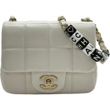 シャネル CHANEL チョコバーミニフラップバッグ AS3744 ホワイト ゴールド金具 ラムスキン レディース ショルダーバッグ
