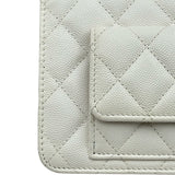 シャネル CHANEL マトラッセ チェーンウォレット AP3464 ホワイト ゴールド金具 キャビアスキン レディース ショルダーバッグ