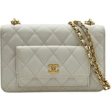 シャネル CHANEL マトラッセ チェーンウォレット AP3464 ホワイト ゴールド金具 キャビアスキン レディース ショルダーバッグ