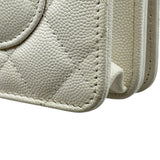 シャネル CHANEL マトラッセ チェーンウォレット AP3464 ホワイト ゴールド金具 キャビアスキン レディース ショルダーバッグ