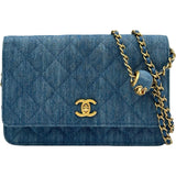 シャネル CHANEL ココボールマトラッセ チェーンウォレット AP1450 ブルー ゴールド金具 デニム レディース ショルダーバッグ