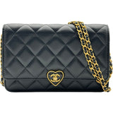 シャネル CHANEL ハートロックチェーンウォレット AP3285 ブラック ゴールド金具 ラムスキン レディース ショルダーバッグ