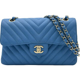 シャネル CHANEL Vステッチマトラッセ23 A01113 27番台 ブルー ゴールド金具 キャビアスキン レディース ショルダーバッグ