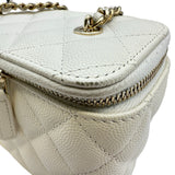 シャネル CHANEL バニティチェーンショルダー AP1341 ホワイト ゴールド金具 キャビアスキン レディース ショルダーバッグ