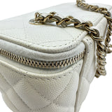 シャネル CHANEL バニティチェーンショルダー AP1341 ホワイト ゴールド金具 キャビアスキン レディース ショルダーバッグ