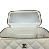 シャネル CHANEL バニティチェーンショルダー AP1341 ホワイト ゴールド金具 キャビアスキン レディース ショルダーバッグ