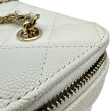 シャネル CHANEL バニティチェーンショルダー AP1341 ホワイト ゴールド金具 キャビアスキン レディース ショルダーバッグ