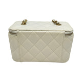 シャネル CHANEL バニティチェーンショルダー AP1341 ホワイト ゴールド金具 キャビアスキン レディース ショルダーバッグ