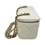 シャネル CHANEL バニティチェーンショルダー AP1341 ホワイト ゴールド金具 キャビアスキン レディース ショルダーバッグ