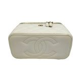 シャネル CHANEL バニティチェーンショルダー AP1341 ホワイト ゴールド金具 キャビアスキン レディース ショルダーバッグ