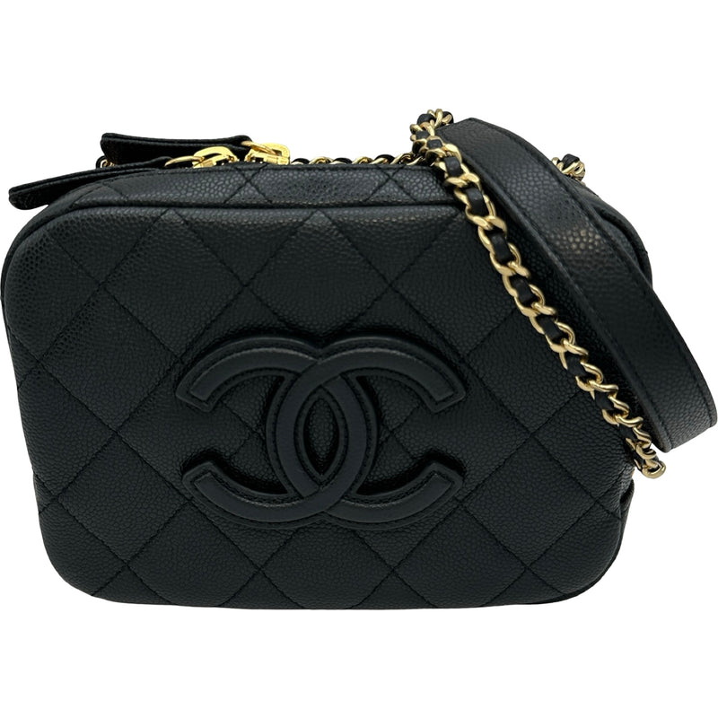シャネル CHANEL マトラッセミニカメラバッグ ブラック ゴールド金具