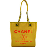 シャネル CHANEL ドーヴィルトートPM A66939 31番台 イエロー シルバー金具 キャンバス レディース トートバッグ