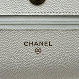 シャネル CHANEL マトラッセチェーンウォレット AP0250 ホワイト ゴールド金具 キャビアスキン レディース ショルダーバッグ