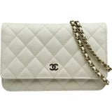 シャネル CHANEL マトラッセチェーンウォレット AP0250 ホワイト ゴールド金具 キャビアスキン レディース ショルダーバッグ