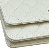 シャネル CHANEL マトラッセチェーンウォレット AP0250 ホワイト ゴールド金具 キャビアスキン レディース ショルダーバッグ