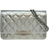 シャネル CHANEL ココロック チェーンウォレット A80766 22番台 シルバー シルバー金具 エナメル レディース ショルダーバッグ