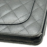 シャネル CHANEL マトラッセチェーンウォレット AP0250 ブラック シルバー金具 キャビアスキン レディース ショルダーバッグ