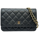 シャネル CHANEL マトラッセチェーンウォレット AP0250 ブラック ゴールド金具 キャビアスキン レディース ショルダーバッグ