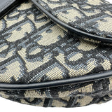 クリスチャン・ディオール Christian Dior オブリークサドルバッグ ネイビー ゴールド金具 キャンバス レディース ショルダーバッグ