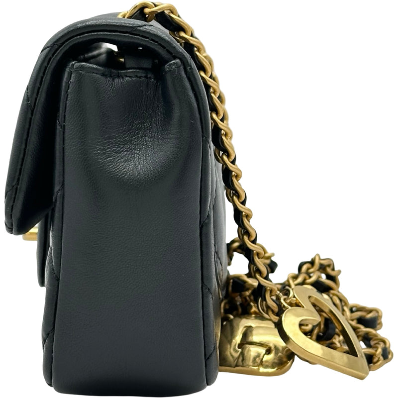 新品 chanel ミニフラップバッグ マトラッセ ラムスキン 18cm シャネル CHANEL ミニフラップバッグ18 AS3457 ブラック ゴールド金具