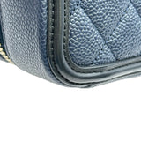 シャネル CHANEL CCフィリグリースモールバニティショルダーバッグ A93342 26番台 ネイビー ゴールド金具 キャビアスキン レディース ショルダーバッグ