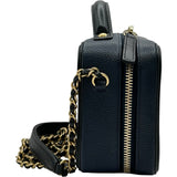 シャネル CHANEL CCフィリグリースモールバニティショルダーバッグ A93342 26番台 ネイビー ゴールド金具 キャビアスキン レディース ショルダーバッグ