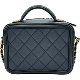 シャネル CHANEL CCフィリグリースモールバニティショルダーバッグ A93342 26番台 ネイビー ゴールド金具 キャビアスキン レディース ショルダーバッグ